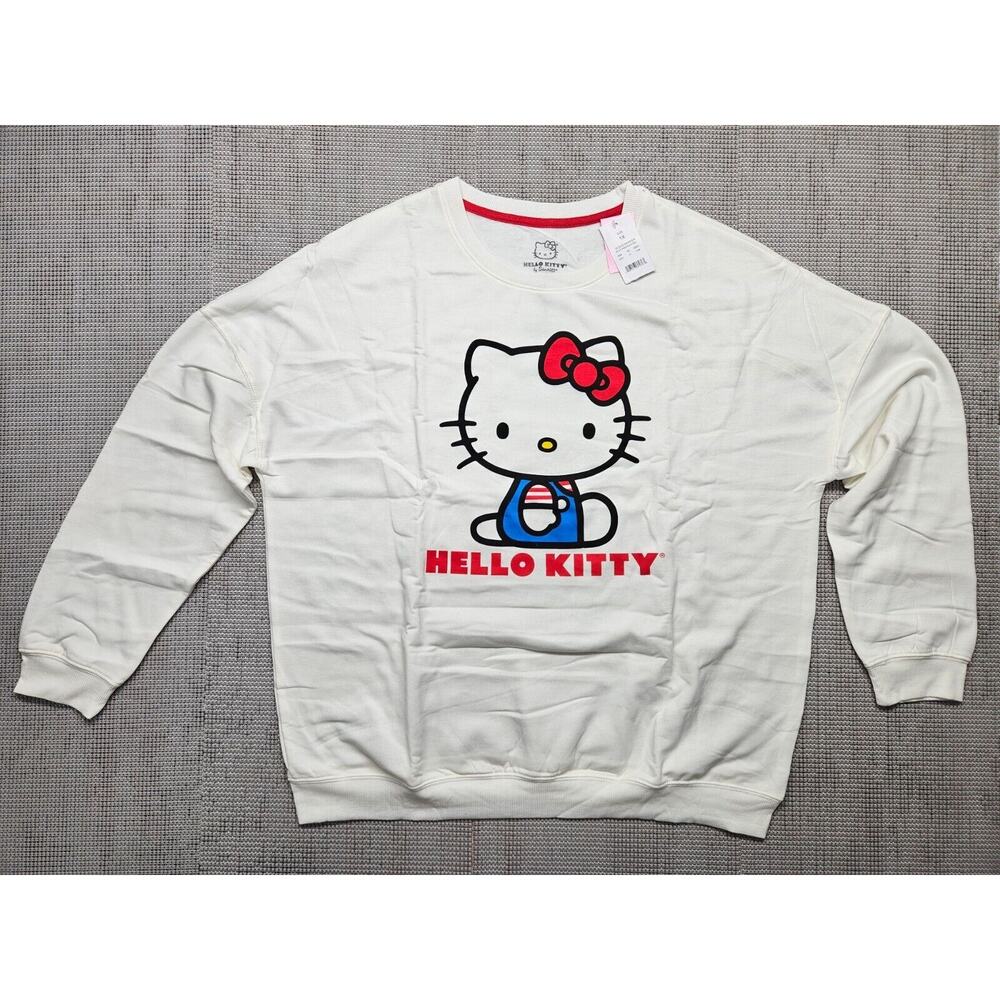 Hello Kitty Sanrio Women's Longsleeve Graphic Sweater Size 1X White